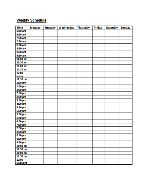 free printable employee work schedule template