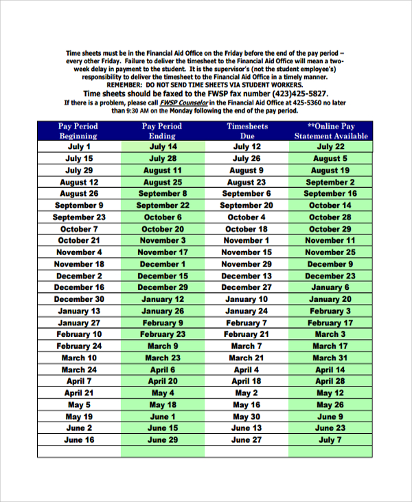 bi weekly work schedule template