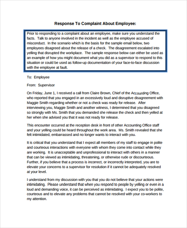 Reply Letter To Accusations Of Assault At Work Board S Response To