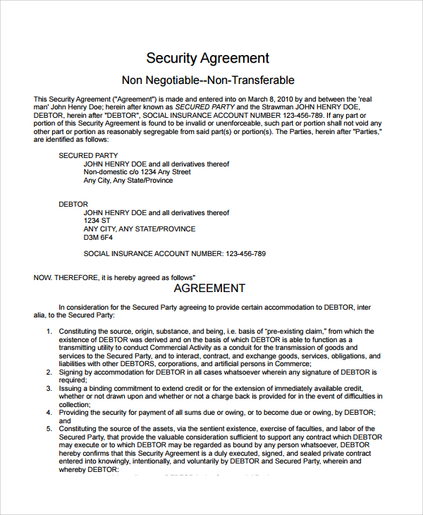 what is a security assignment agreement