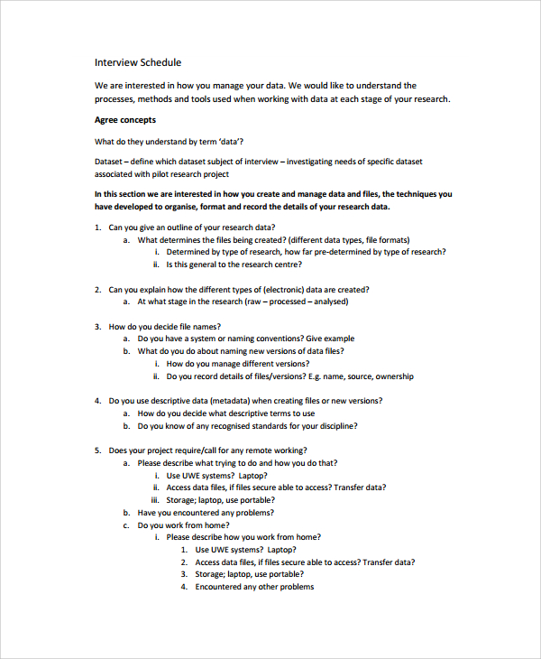 job interview schedule template