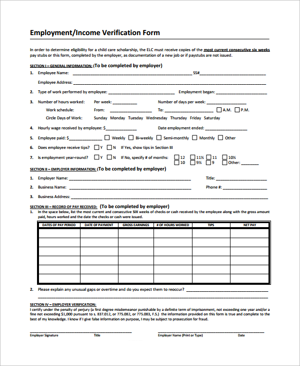 employment income verification form