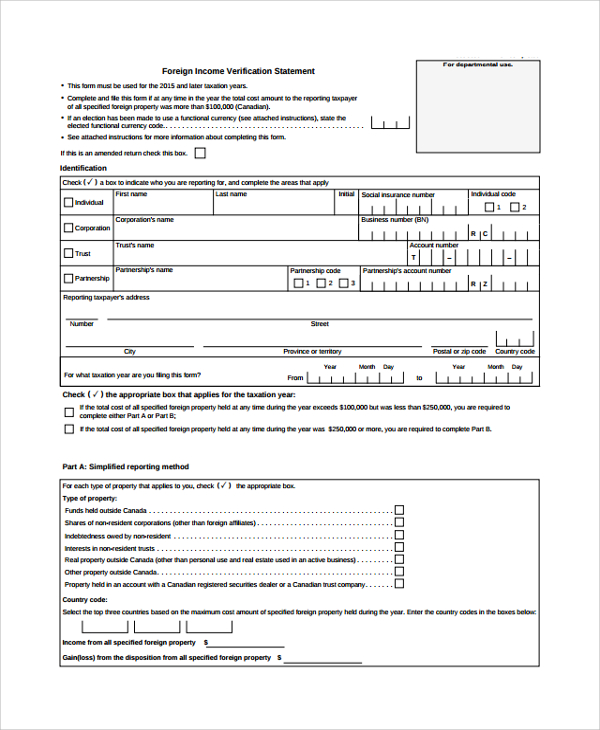 foreign income verification form