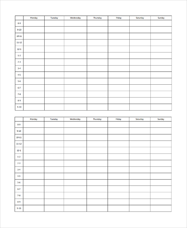 study monthly timetable template