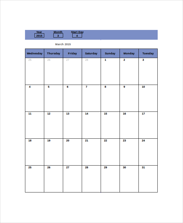 sample monthly timetable template