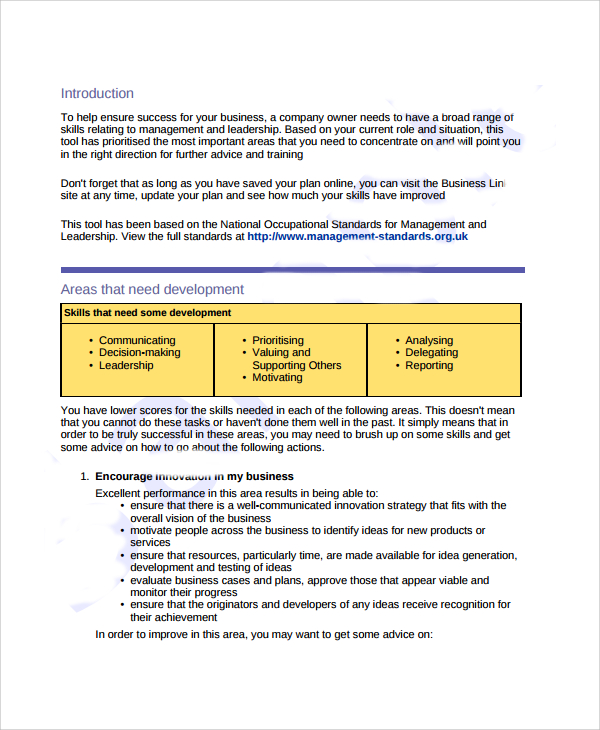 business development plan template sample