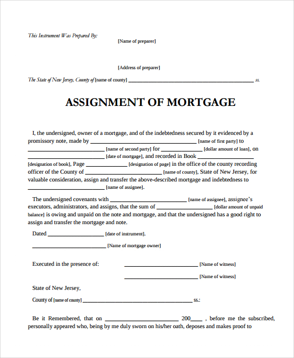 assignment of mortgage to trust