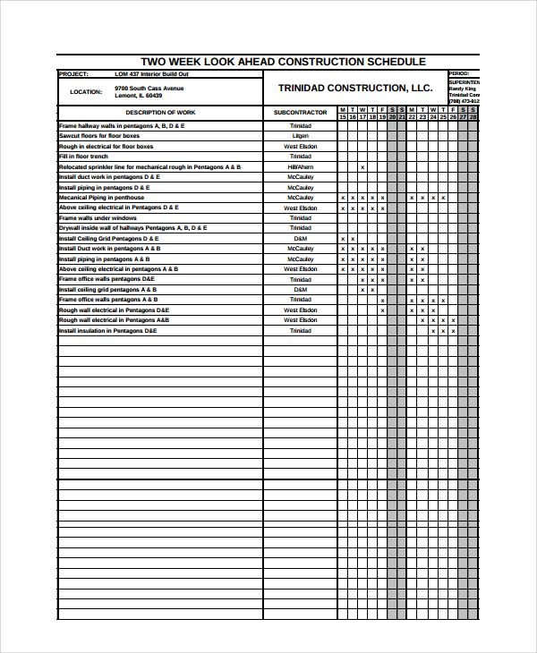 FREE 16+ Sample Construction Schedule Templates in PDF