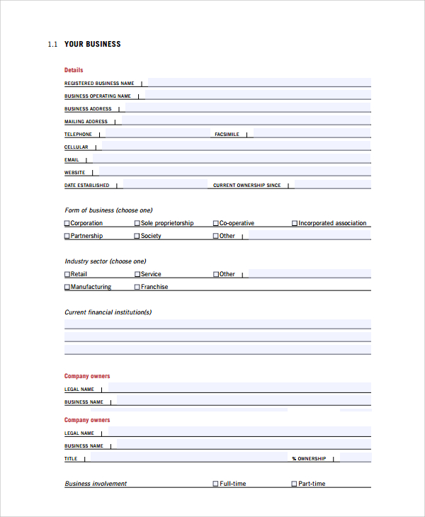 personal business planner template