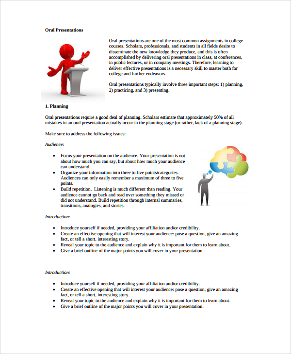 oral presentation outline template