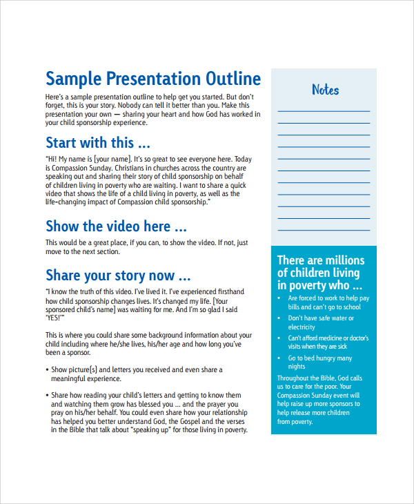 outline for a presentation example