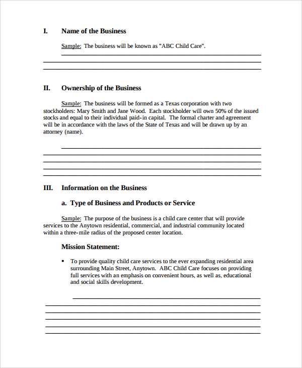 professional business plan format