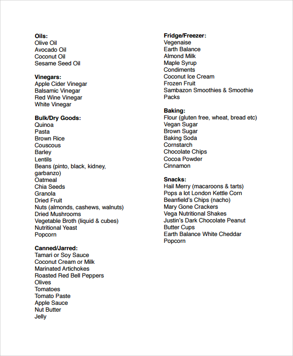 free 20 sample grocery lists in pdf