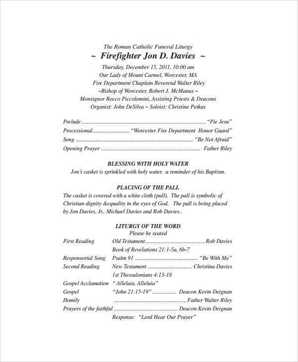 FREE 19 Sample Catholic Funeral Programs In PDF PSD MS Word