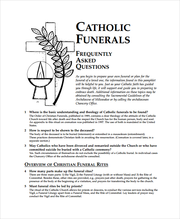 catholic funeral service program template