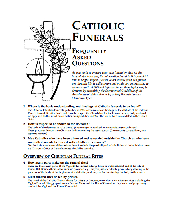 FREE 13+ Sample Catholic Funeral Programs in PDF PSD MS Word