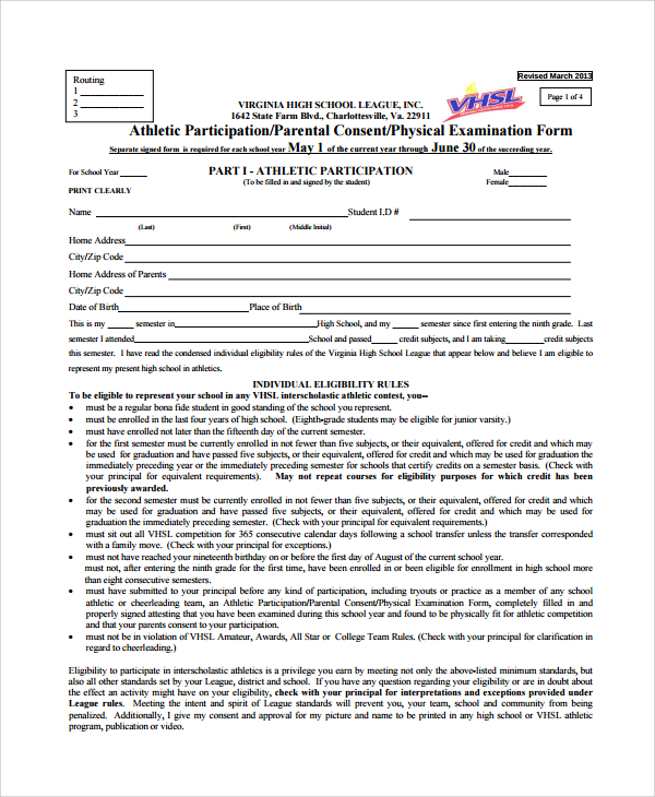 athletic physical exam form