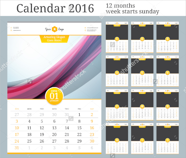 vector design wall calendar