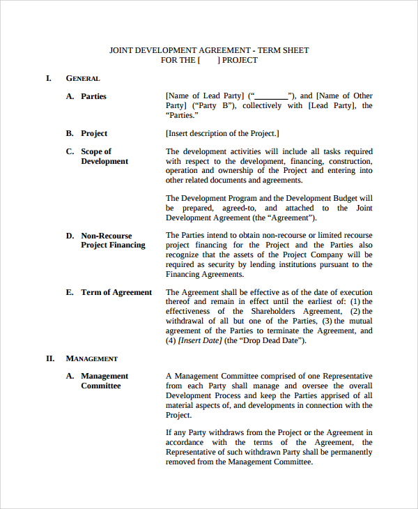 Joint Development Agreement Template