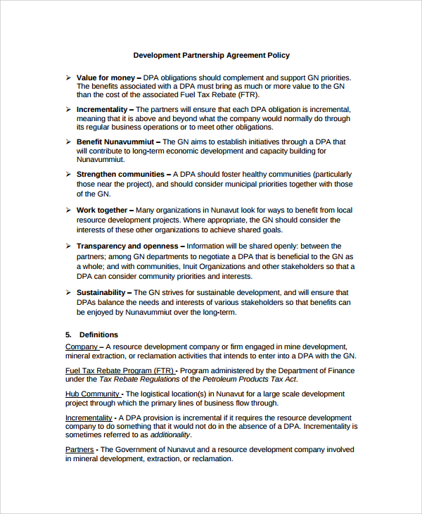 project development partnership agreement