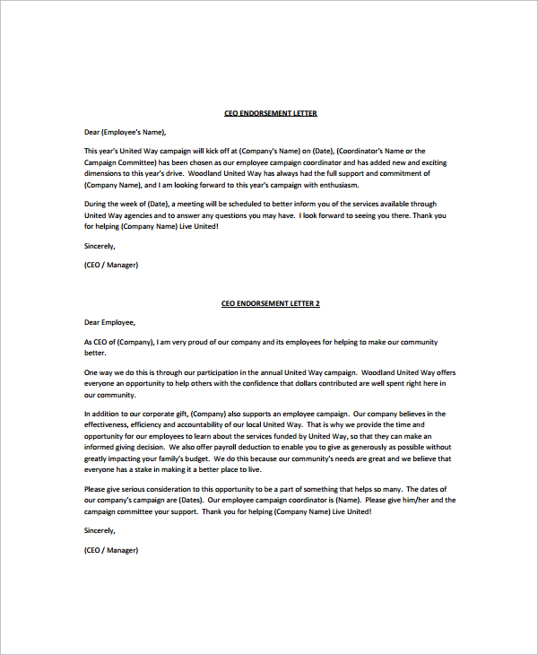 Sample Endorsement Letter - 9+ Documents in PDF