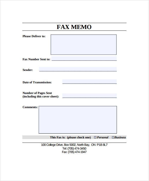 fax memo template