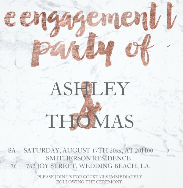 rose gold engagement party invitation