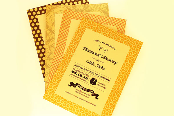 yellow colored engagement invitation template