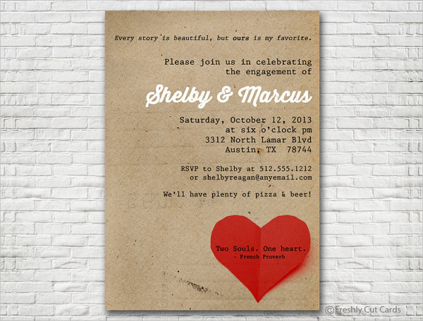 simple and sweet engagement invitation