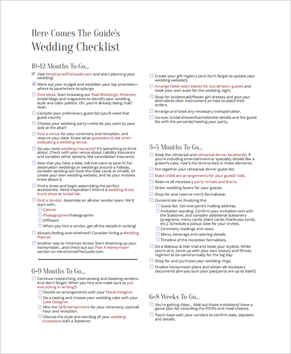 budget wedding checklist