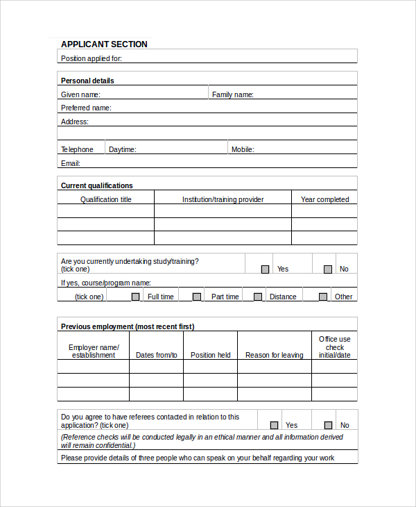 FREE 24 Sample Job Application Forms In PDF MS Word