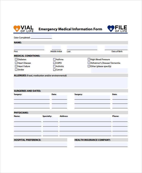 emergency medical form 