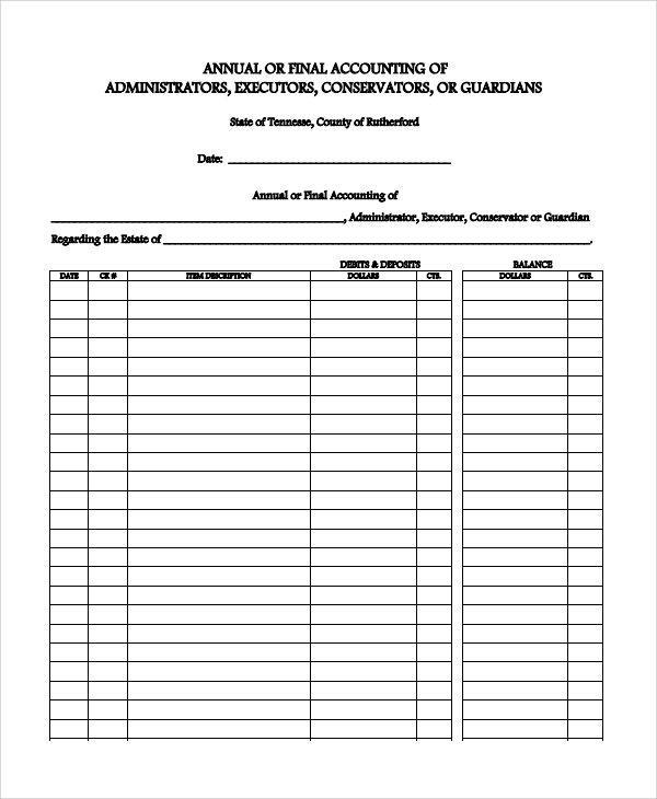 annual accounting form