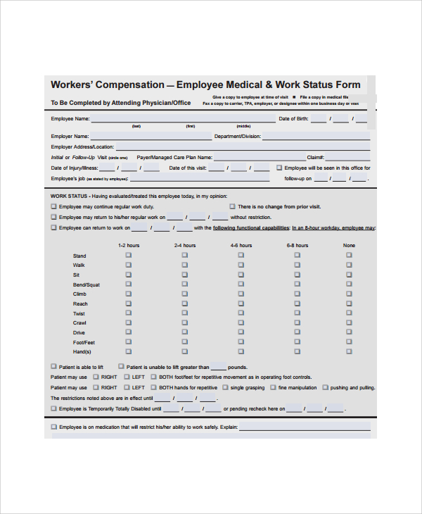 employee medical work form1