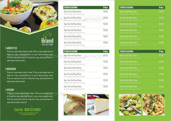tri fold menu card template