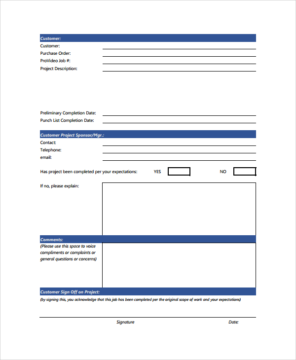 FREE 10+ Sample Sign Off Form Templates in PDF | MS Word