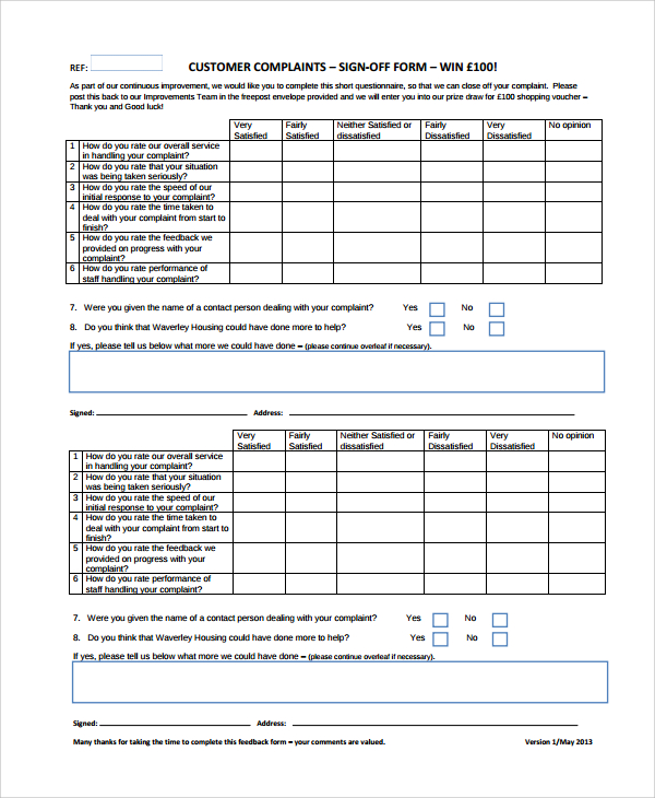 Sign Off Form Template Word