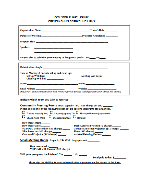 Hotel Reservation Form Sample Master Of Template Document