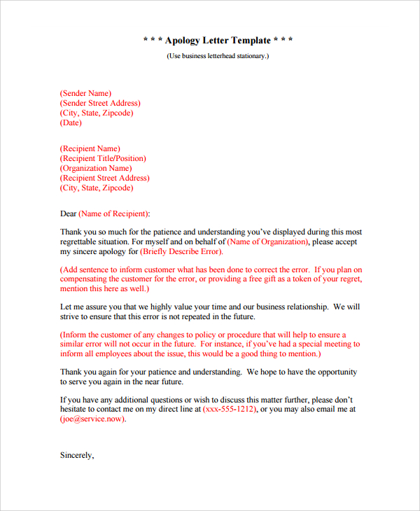 business apology letter