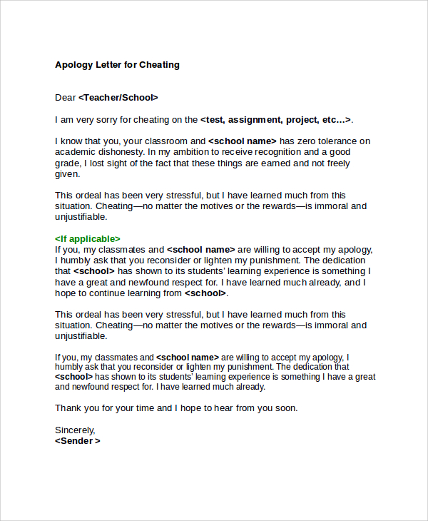 cheating apology letter
