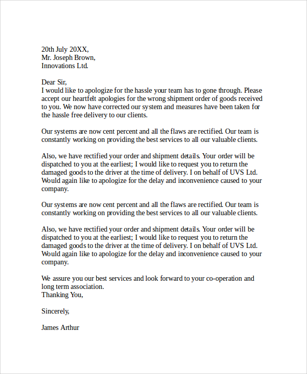 FREE 25 Sample Apology Letter Templates In PDF