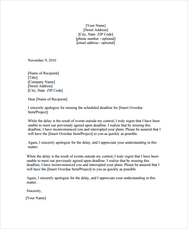 FREE 25+ Sample Apology Letter Templates in PDF | MS Word | Pages ...