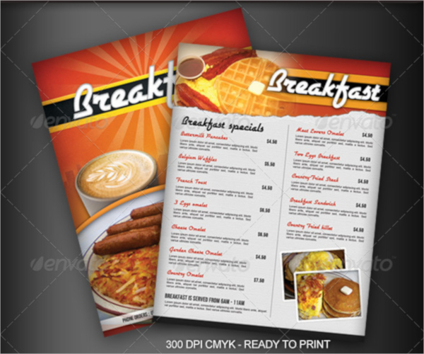 breakfast menu flyer template