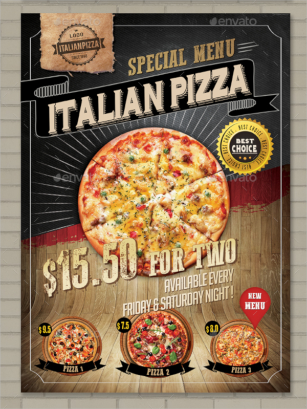 pizza menu flyer template