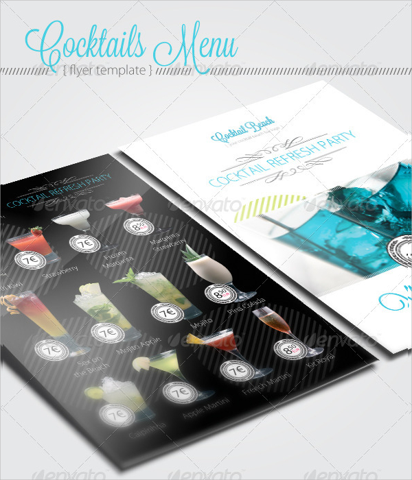 cocktail menu flyer template