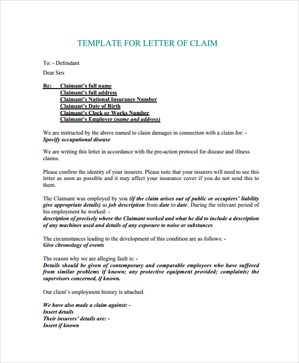 Insurance Claim Denial Letter Sample Database | Letter ...