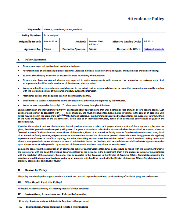 attendance-policy-template