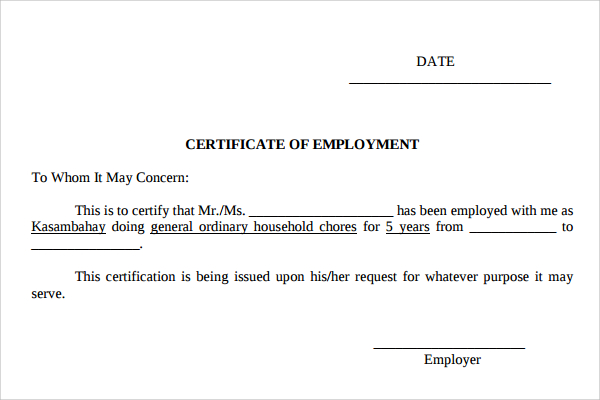 job certificate template