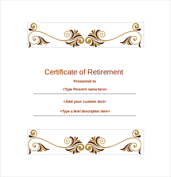 retirement certificate template