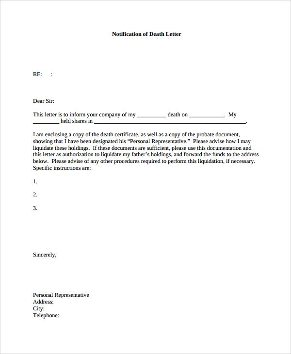 Letter To Creditors Template